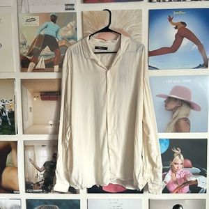 Camp collar cream long sleeve rayon